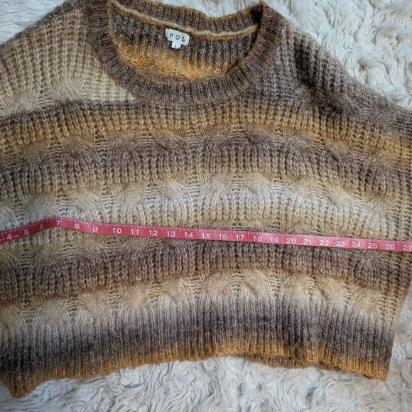 POL Ombre Fuzzy Cropped Sweater Brown Tan Cream oversized Cozy Fall Vibe - Picture 2 of 7